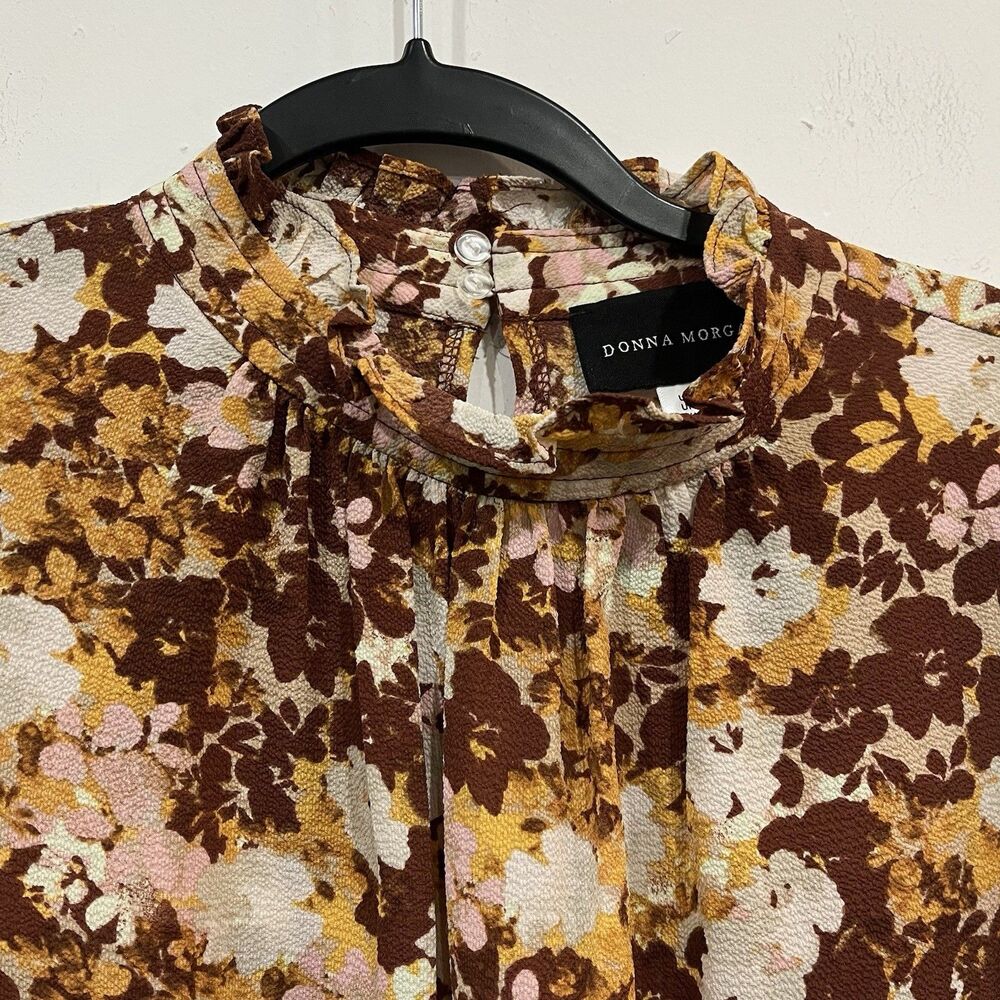 NWT Nordstrom Donna Morgan Mock Neck Floral Smocked Waist Dress Size 8 - Picture 4 of 7